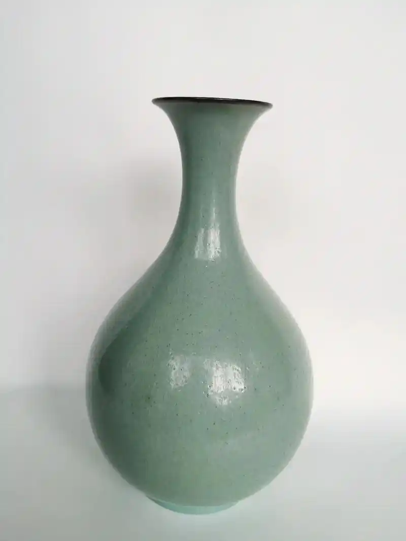 北宋清凉寺汝窑乙字款玉壶春瓶,清凉寺汝窑微观老化痕迹气泡特征 - 抖