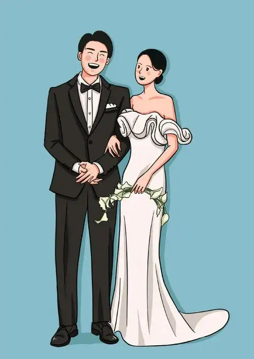 婚礼插画丨手绘一场属于自己的婚纱照