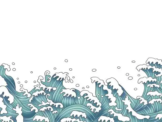 中国风蓝色海浪底纹海水元素世界海洋日蓝色手绘卡通国潮海浪海水元素