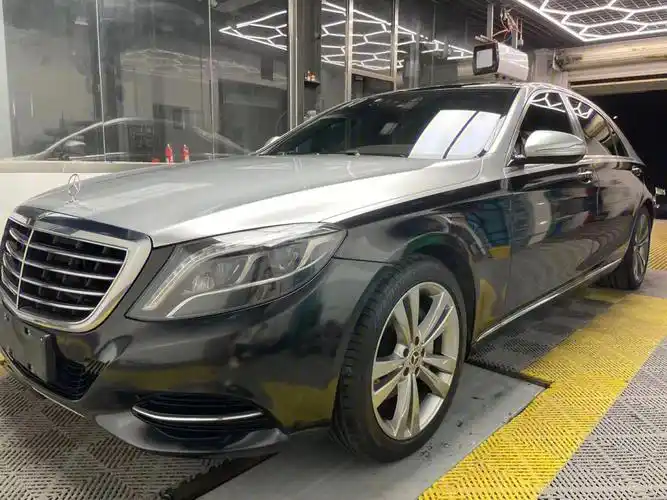 奔驰s400整车双拼改色cys电光墨绿拼电