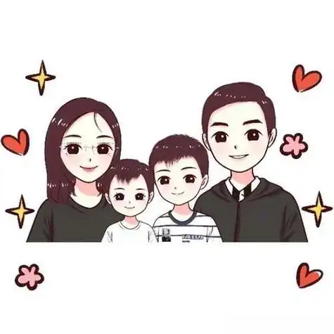 亲子头像一家四口两个儿子