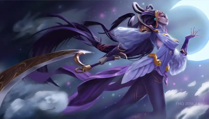 临摹一张lol皎月女神戴安娜皮肤-.