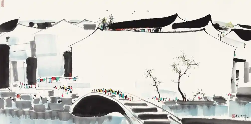 的山水画中,可以看到他在浓郁的墨色之中挥洒着富含饱满情感的水墨