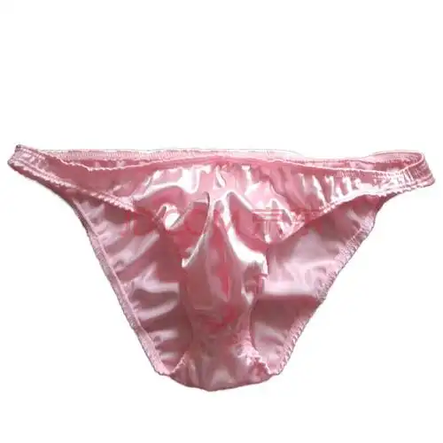 男人穿的女性化内裤男士性感三角内裤色丁珠光缎面透气低腰全包臀三角