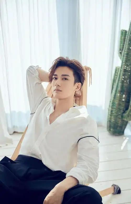 刘学义白色衬衫帅气写真图片