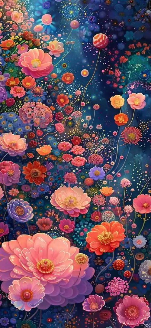 ai绘画#油画风花海壁纸 创意 花朵 15pm尺寸#高清壁纸图片