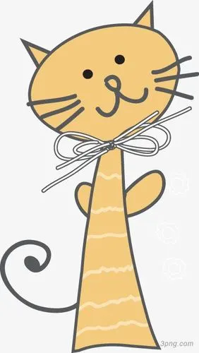 手绘卡通猫咪蝴蝶结图案