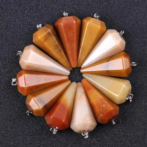 紫水晶白水晶六角锥吊坠金字塔灵摆欧美跨境亚马逊流行首饰品