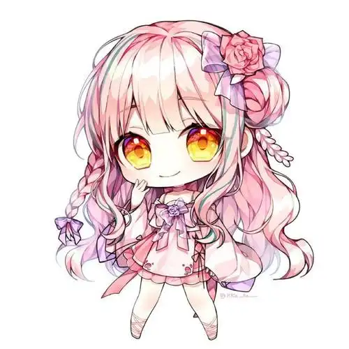 q版卡通人物插画,亮晶晶的大眼睛漂亮又可爱