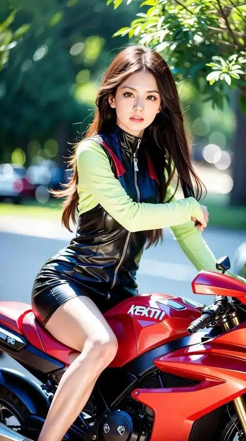 机车跟美女很阳光哦