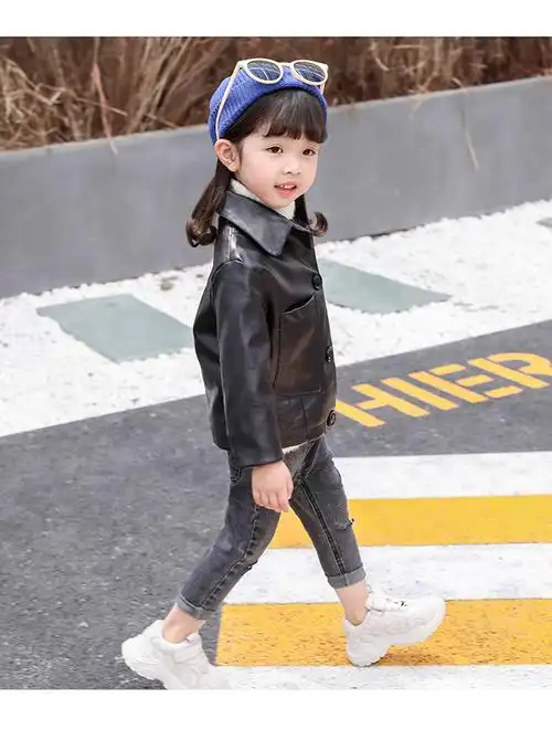 外套男女童秋冬上衣中小童儿童大口袋纽扣皮衣童装7岁5岁6岁小孩子4岁