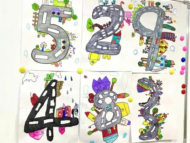 适合中大班#创意美术  在美术课程中,我们通过数字的联想表现有趣的