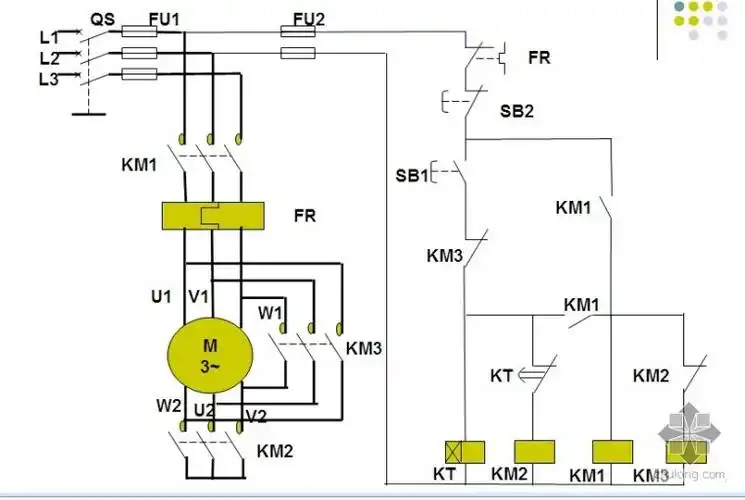 电动机y-△减压起动电气控制原理图翻译