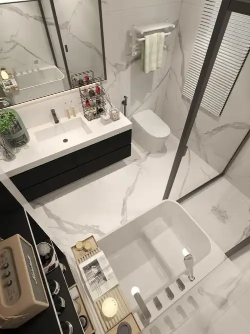 装修设计|白色大理石卫生间干净又好看🥳