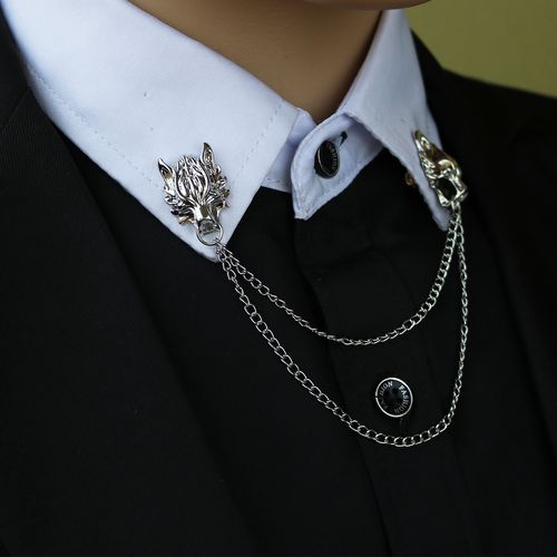 个性潮男狼头流苏西装胸针衬衫领针发型师夜店结婚配饰礼品 包邮