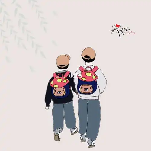 原创手绘两兄弟亲子头像