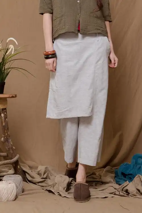 2015春装新款 外贸原创女裤 宽松休闲棉麻裤 直筒哈伦裤13322