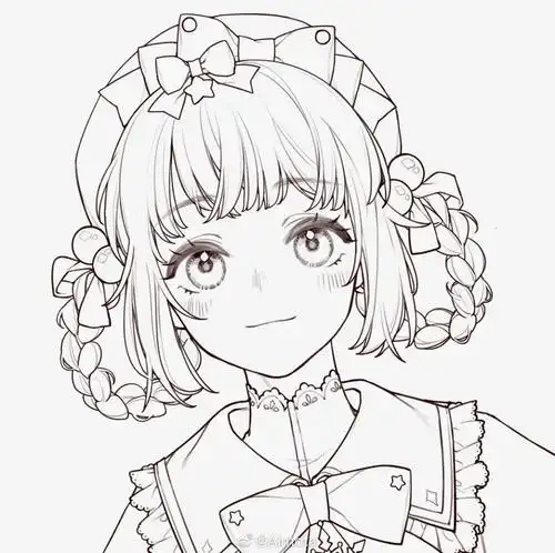 黑白线稿动漫人物线稿