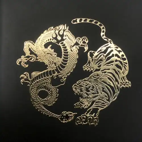 中国国风龙虎阴阳八卦龙争虎斗金属手机手机贴贴纸手机贴纸