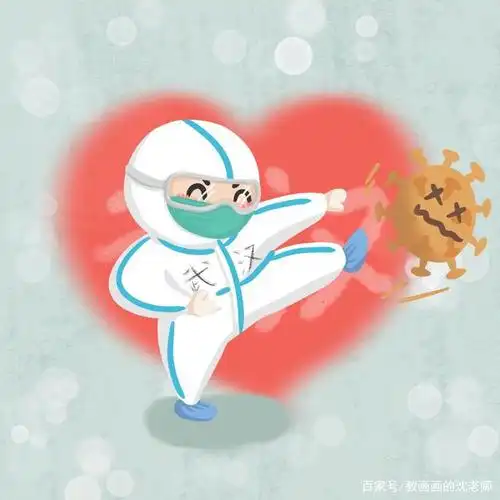 抗击新型肺炎医护人员卡通图