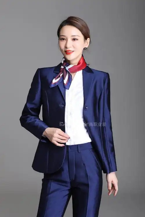 红旗4s店工作服2022年一汽工装女西装套装西服裤套裙套职业装 女短 m