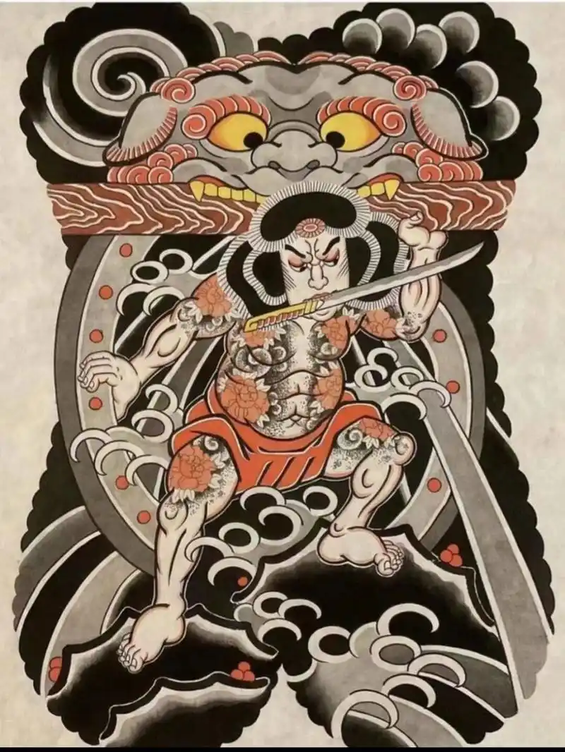 9张日式满背纹身手稿|传统满背 满背专属人员集合,适合喜欢日式传统的