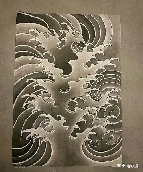 今日分享一波非法好看的纹身图案精品纹身手稿水浪纹身图案浪花纹身