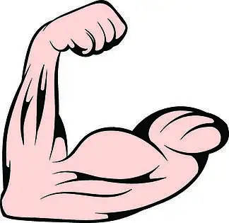 强壮的 i>二 /i> i>头 /i> i>肌 /i>图标在卡通风格的孤立矢量图中的