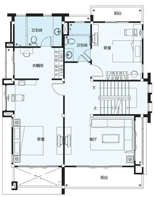 农村高端自建房,10米x12米五大间双车库效果图,平面图