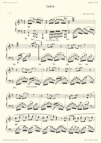 钢琴谱 - lydia(加强演奏版)