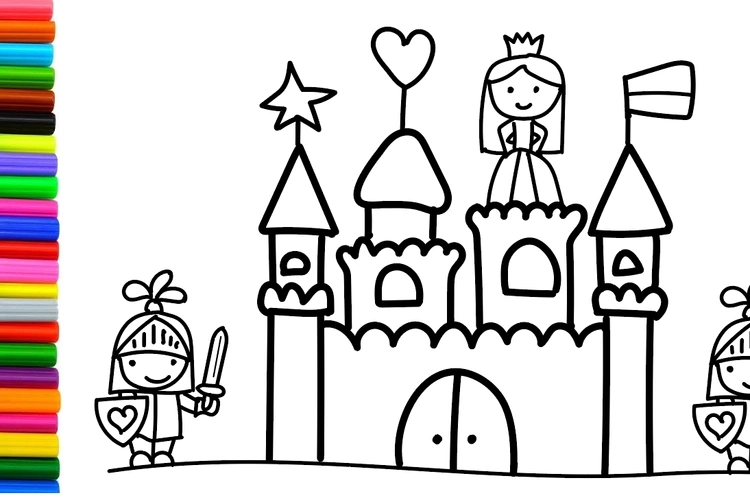 给漂亮的城堡涂上喜欢的颜色