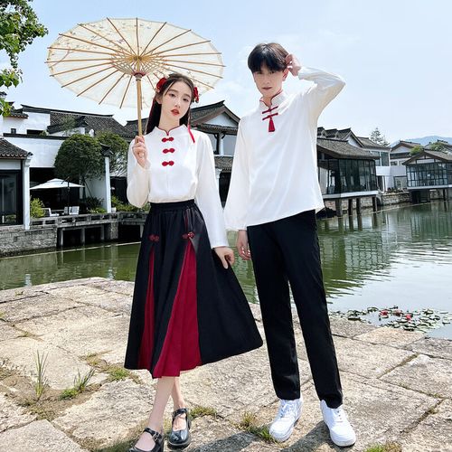 井狸奈班服校服一件代发2024实拍秋季情侣装学院风古风毕业照舞台服