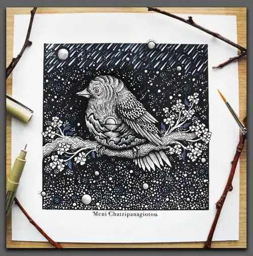 艺术线条的艺术精美而富有想象力的黑白装饰画