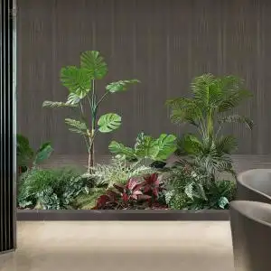 罗曼妈妈北欧仿真绿植新款龟背棕葵组合植物造景大型室内角落景观