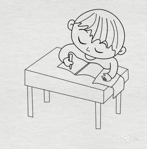 简笔画--如何画教室内认真抄作业的同学