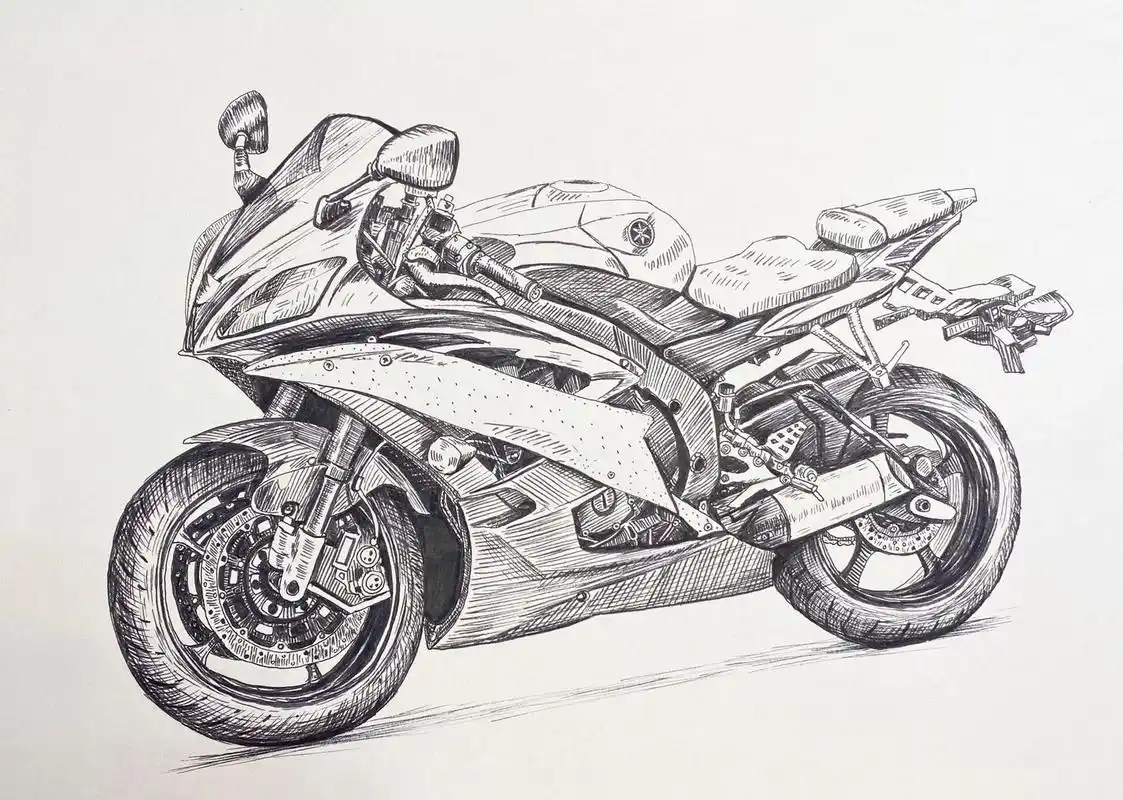 摩托车写生线描 摩托车写生线描步骤: 1,图片准备 先找一些高清的摩托