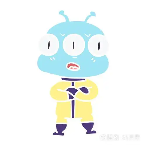 扁平颜色风格卡通三眼外星人
