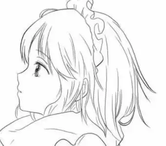 桃花下的少女动漫简笔画