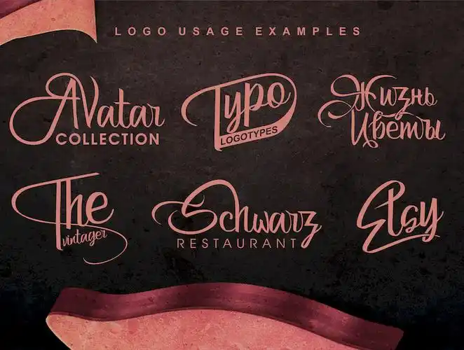 带有英文和俄文字母的手写连体字体