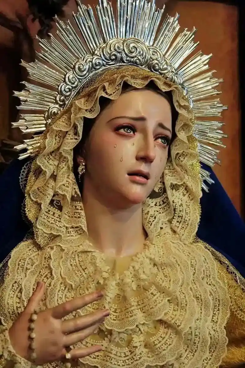 神圣华丽的七苦圣母像 .#horrorart #哭泣的圣母  - 抖音