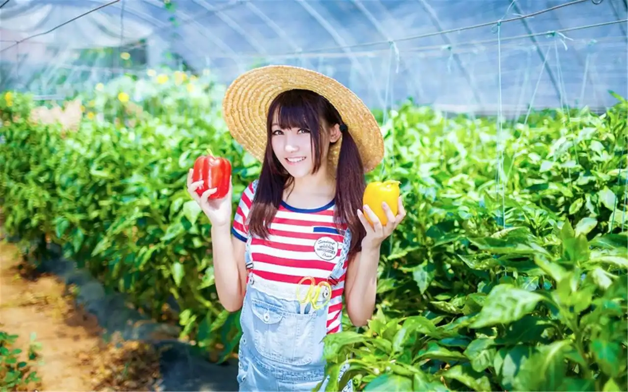 可爱甜美少女小清新田园风写真桌面壁纸