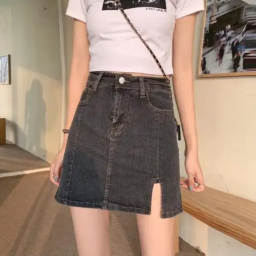 150cm矮个女生开叉牛仔短裙裙子小码安全小个子半身裙