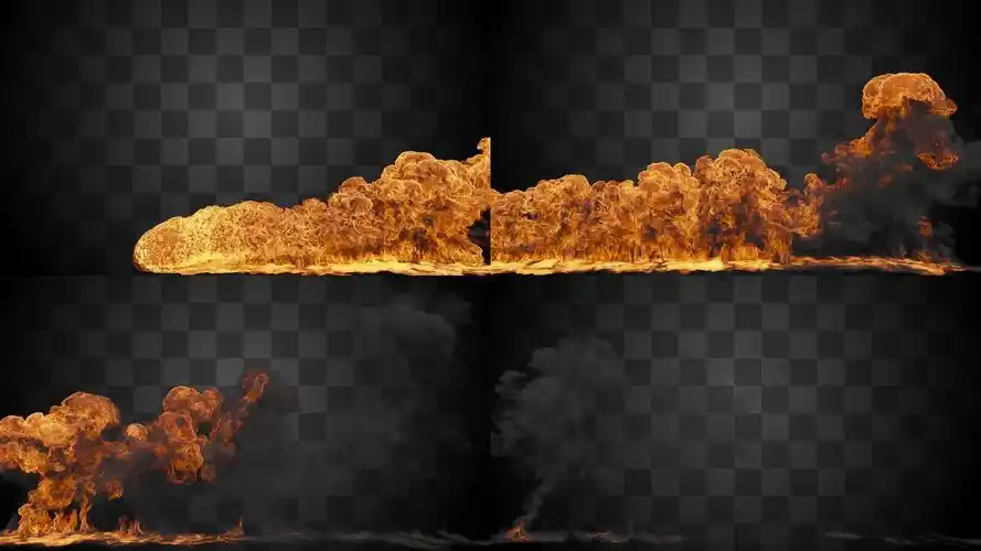 【通道】火屏障汽油弹连续爆炸特效素材