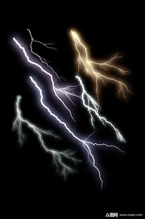 闪电雷电光效逼真效果装饰图案免扣元素素材