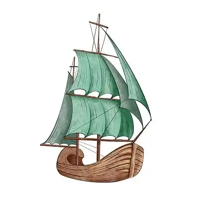 手绘水彩风帆船png元素