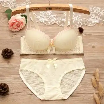 少女无钢圈文胸中薄模杯内衣高中学生内裤聚拢调整小胸罩文胸套装 383