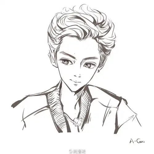 手绘铅笔画鹿晗