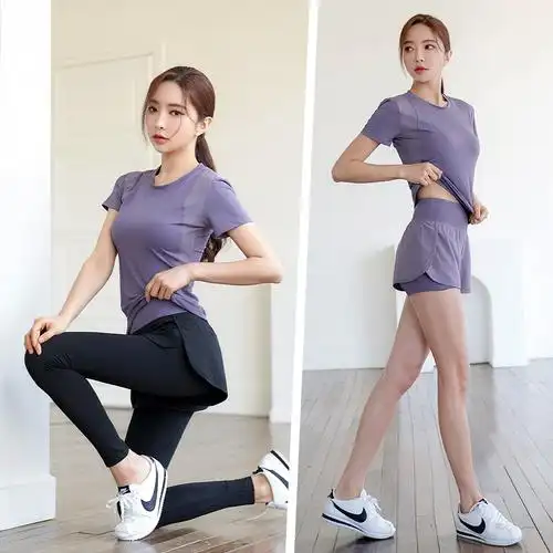 晨跑步瑜伽服女士2022新款夏季薄款专业高端健身房运动套装速干衣