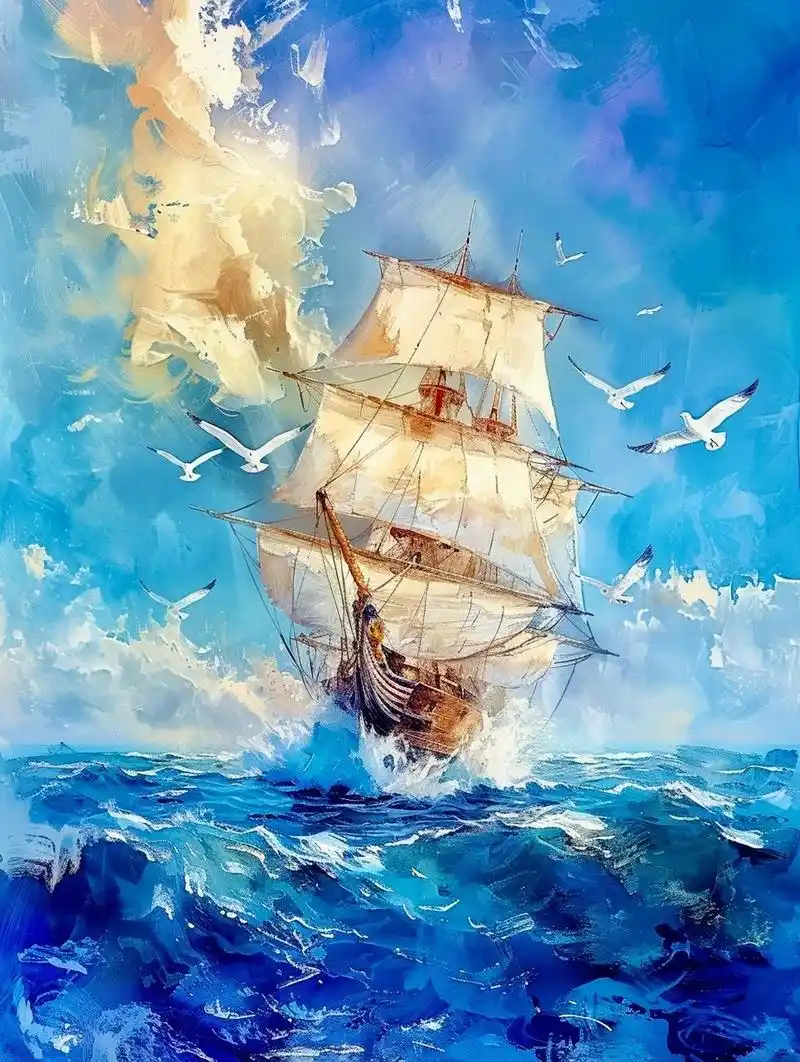 画画的日常# #油画风景# #水彩画# #一帆风顺