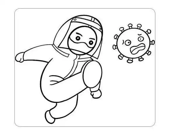 与病毒作战的医生简笔画白衣战士加油必胜